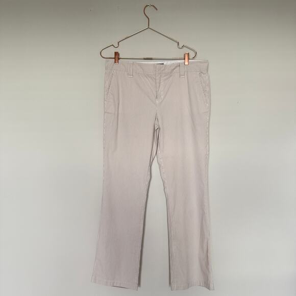 Tommy Hilfiger Womens Pants 12 Cream Striped Straight Leg Minimalist Coastal - Picture 1 of 6